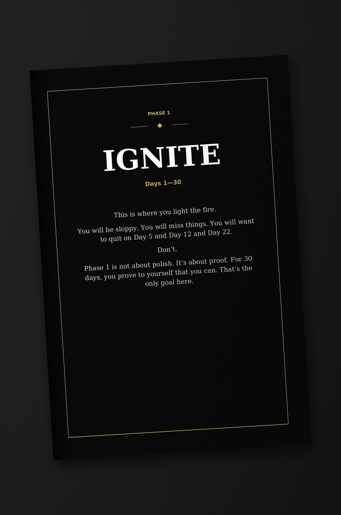 The Phase 1 divider page printed inside The 90-Day Forge